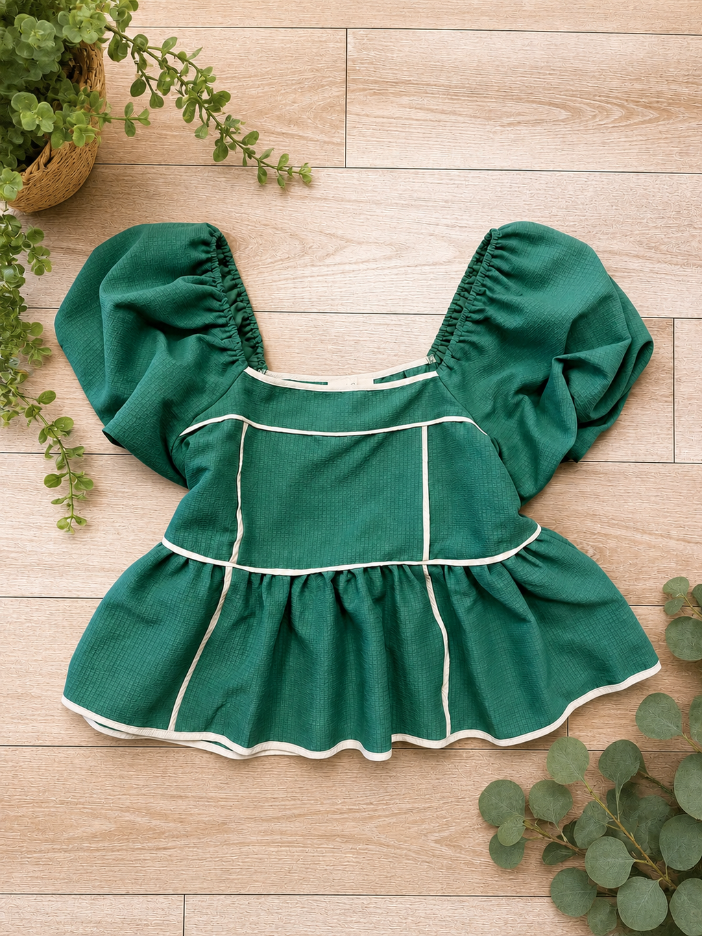 Sage Babydoll Blouse Top by Fantastic Fawn