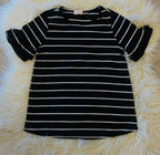 Women’s Black and White Ruffle Sleeve Top