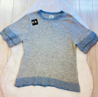 Women’s grey sweater top with blue detail-true to size