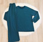 Women’s Evermmee Teal Stripe Pants Set