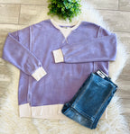 Women’s Zenana Washed Exposed Seam Sweatshirt In Lavender