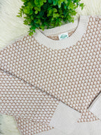 Women’s Ivory And Taupe Checkered Crewneck Knit sweater