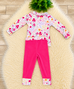 Girl’s Pink Floral Quarter Zip Two Piece Set