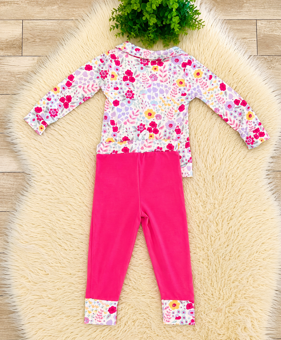 Girl’s Pink Floral Quarter Zip Two Piece Set