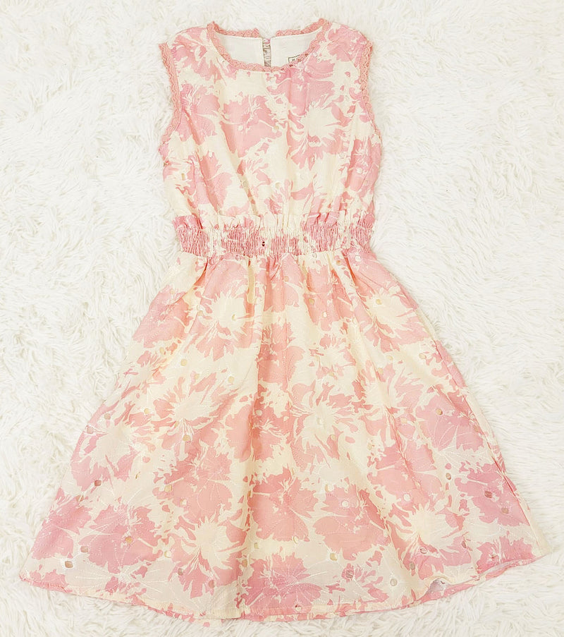 Girls Pink And White Floral Dress