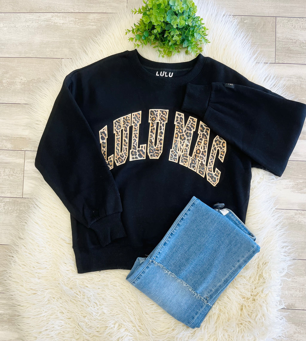Women’s LuLu Mac Leopard Black Sweatshirt