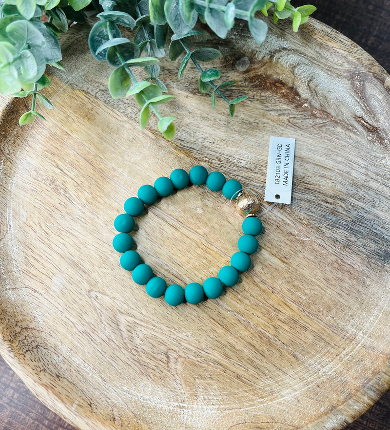 Clay Beaded with Gold Accent Bracelet