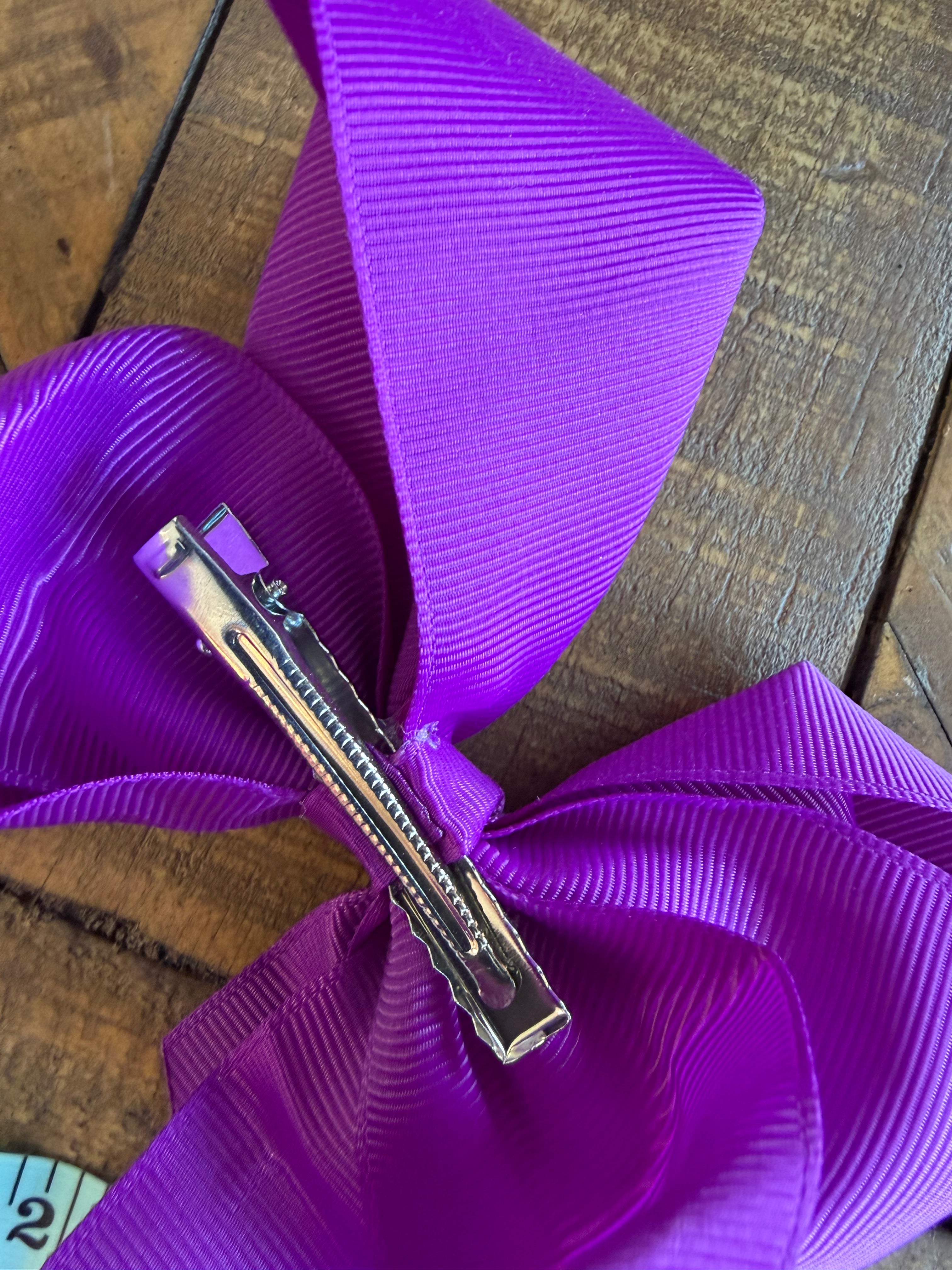 Hair Bow 6” Alligator Clip - Medium Purple