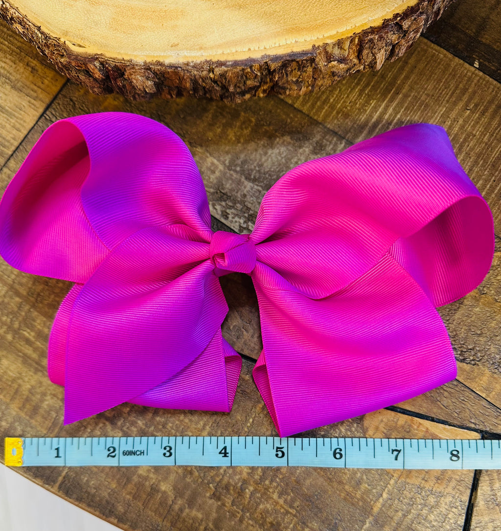 Hair Bow 8” Alligator Clip - Magenta