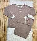 Women’s Zenana Mocha White Detail Ribbed Set Curvy