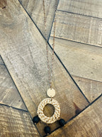 Women’s Gold Chained Dangled Necklace with Earrings