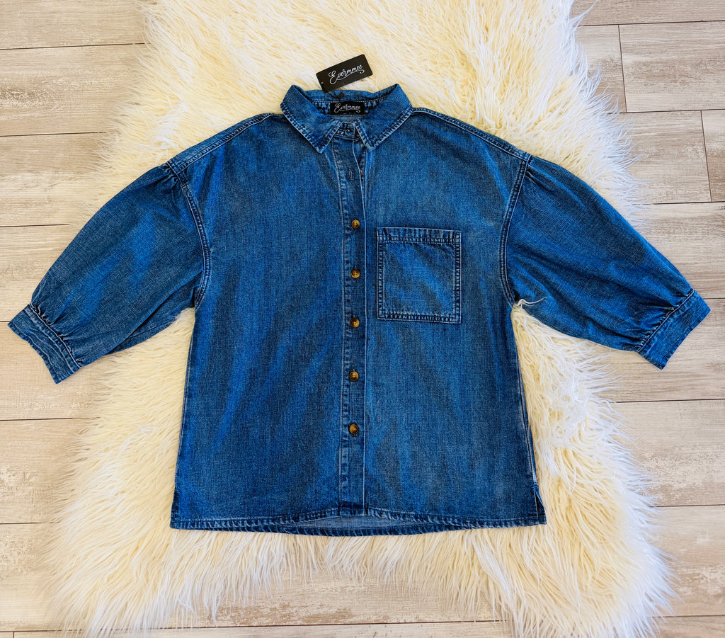 Women’s Evermmee Denim Puff Sleeve Top