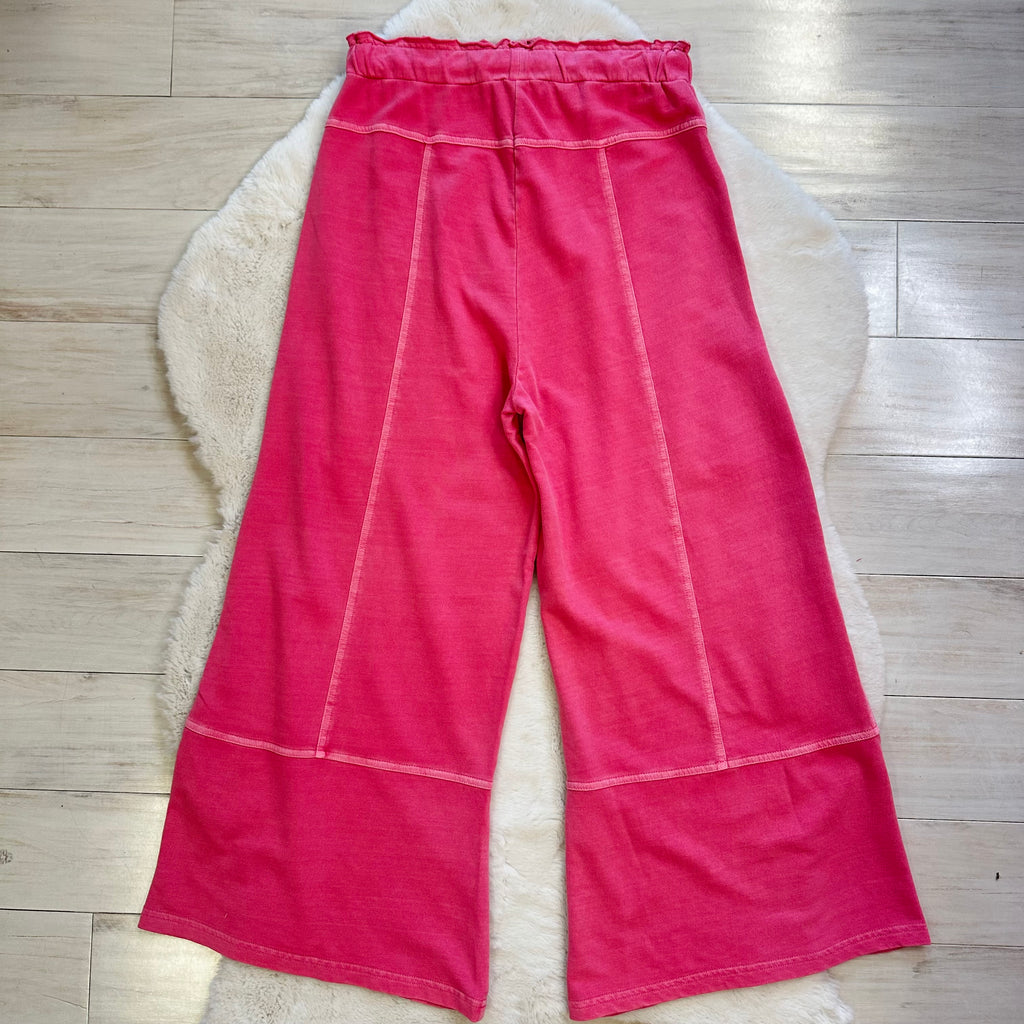 Women’s Pink Mineral Wash Wide Leg Pants