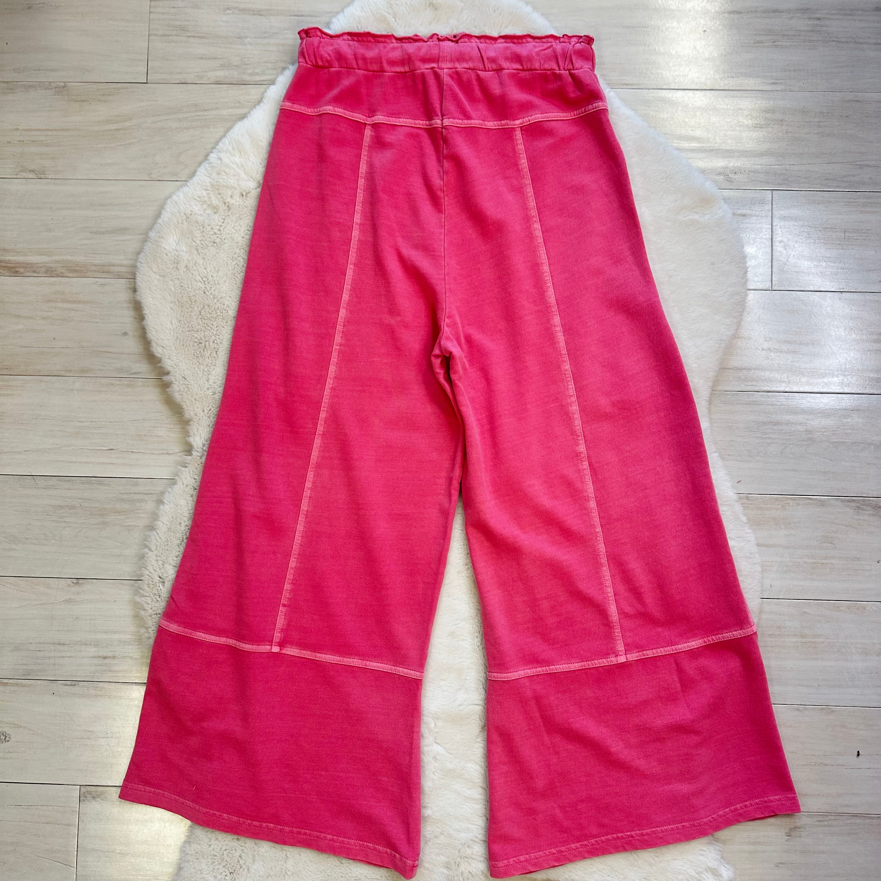 Women’s Pink Mineral Wash Wide Leg Pants