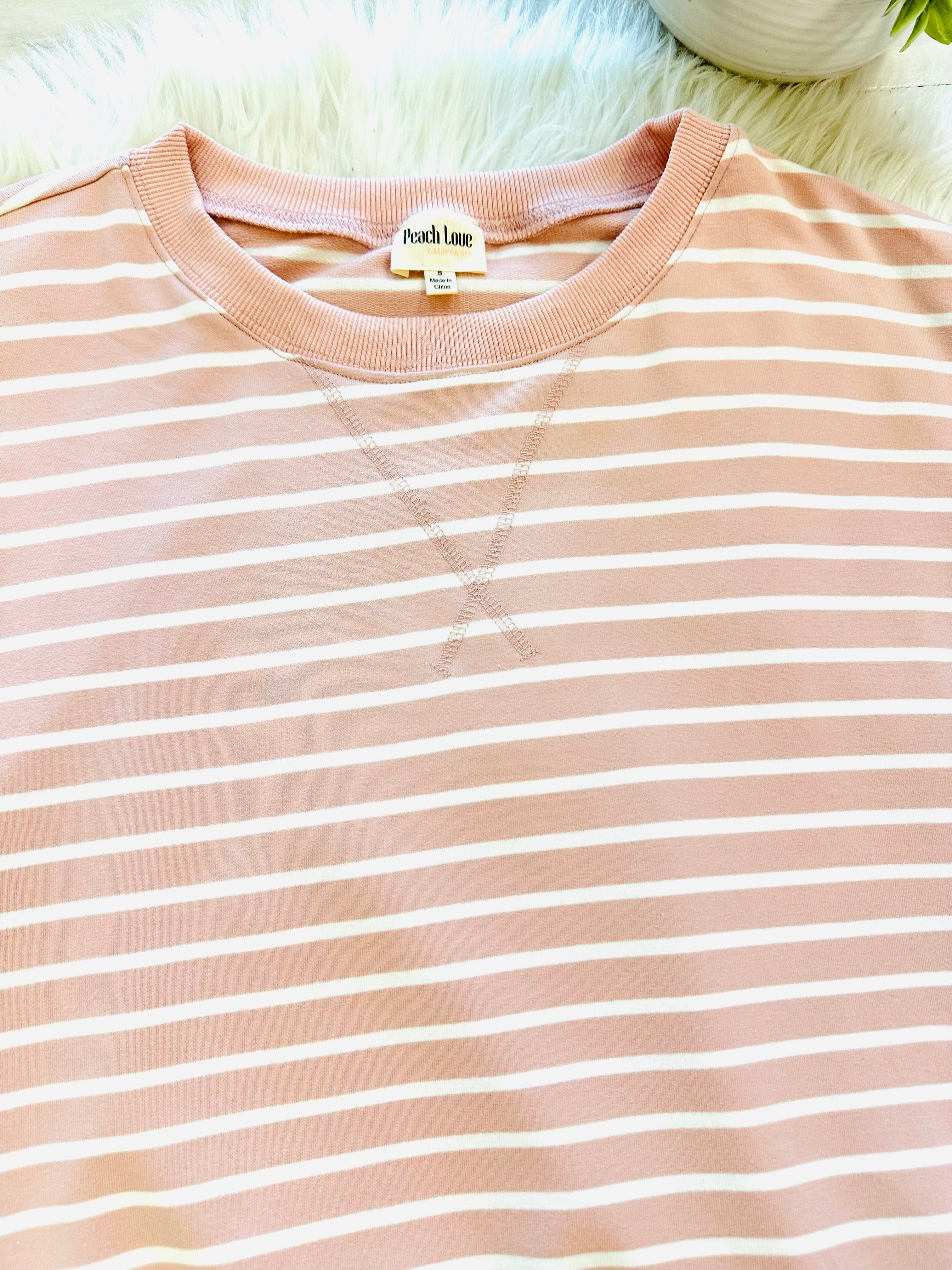 Women’s Peach Love Striped Pale Pink Top