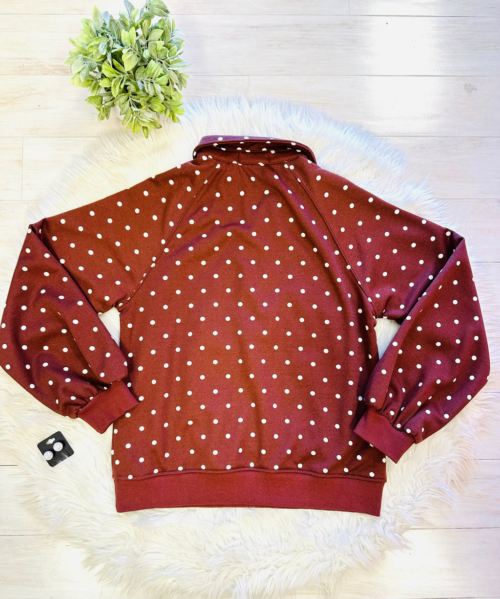 Women’s Evermmee Brown Polka Dot Button Sweater Top - True to Size