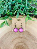Women’s Light Pink and White Polka Dot Circle Dangle Earrings