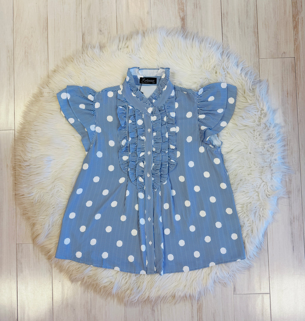 Women’s Evermmee Polka Dot Button Down Top