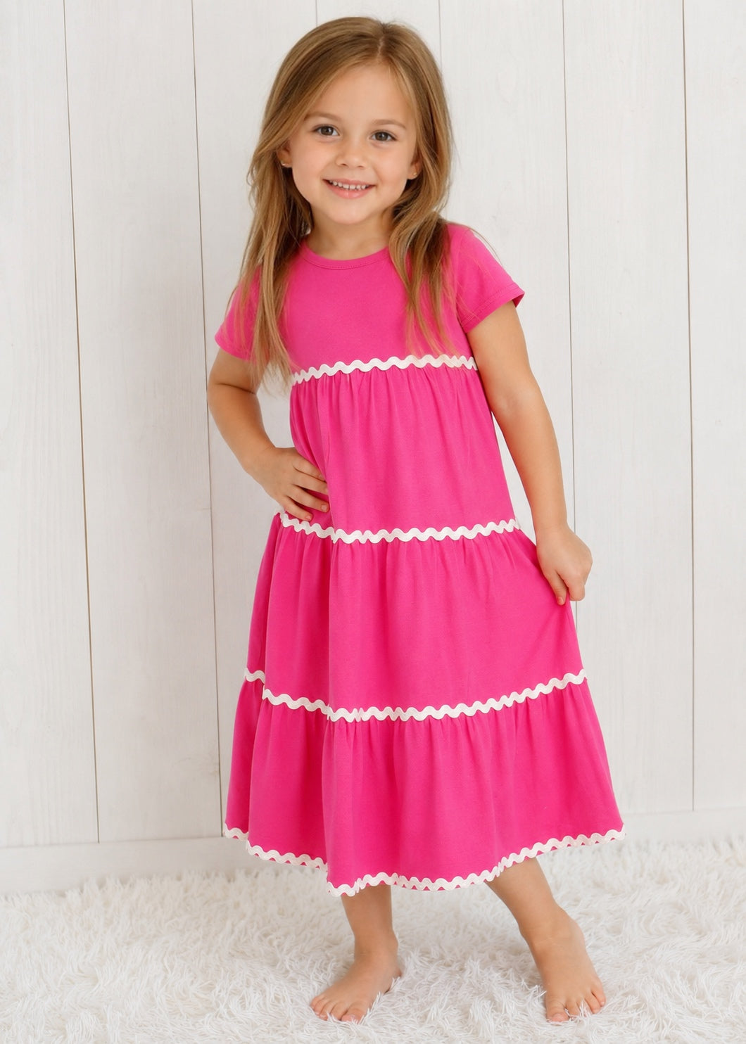 Girls Maxi Dress with Ric Rac Trim