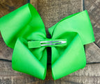 Hair Bow 6” Alligator Clip - Lime Green