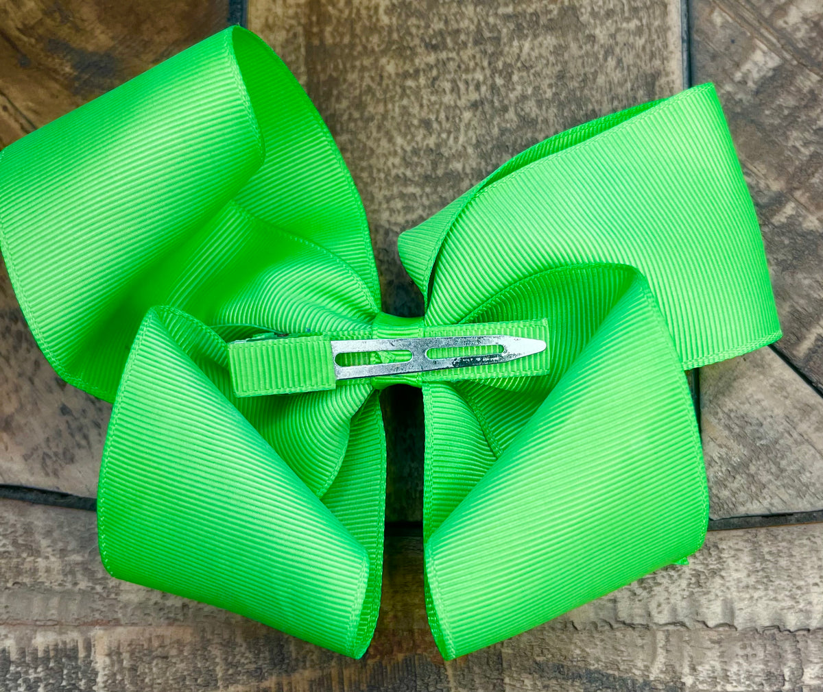 Hair Bow 6” Alligator Clip - Lime Green