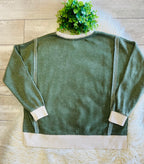 Women’s Zenana Washed Exposed Seam Sweatshirt In Olive Green