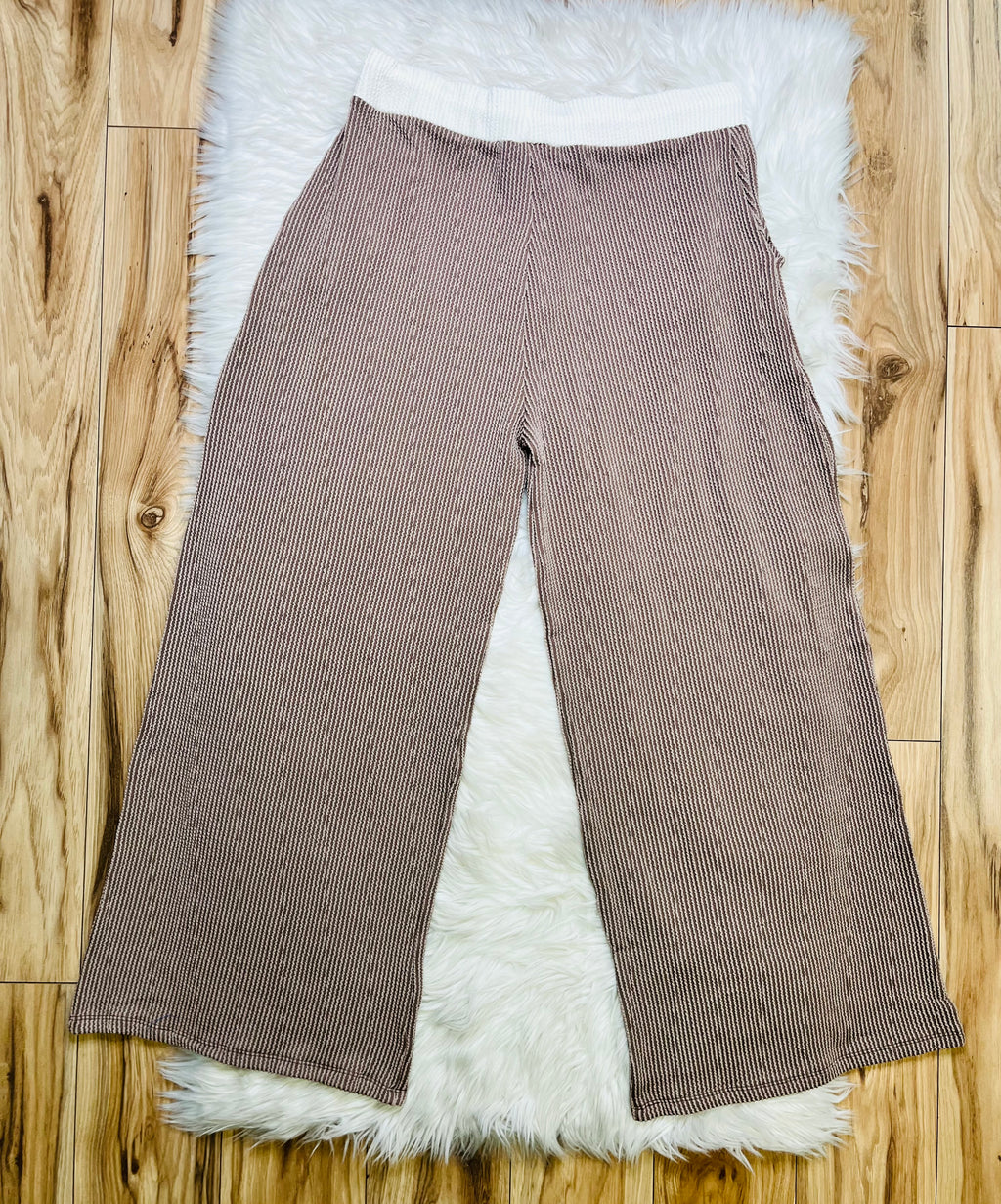 Women’s Zenana Mocha White Detail Ribbed Set Curvy