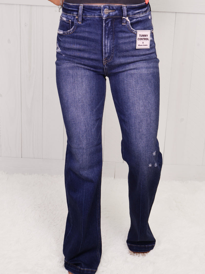 Risen Dark Wash High Rise Straight Jeans 5947