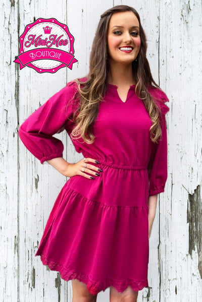 Ruffle Wine Dress - Mini Mee Boutique