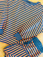Women’s Evermmee Pink+Blue Stripped Long Sleeve Scort Set