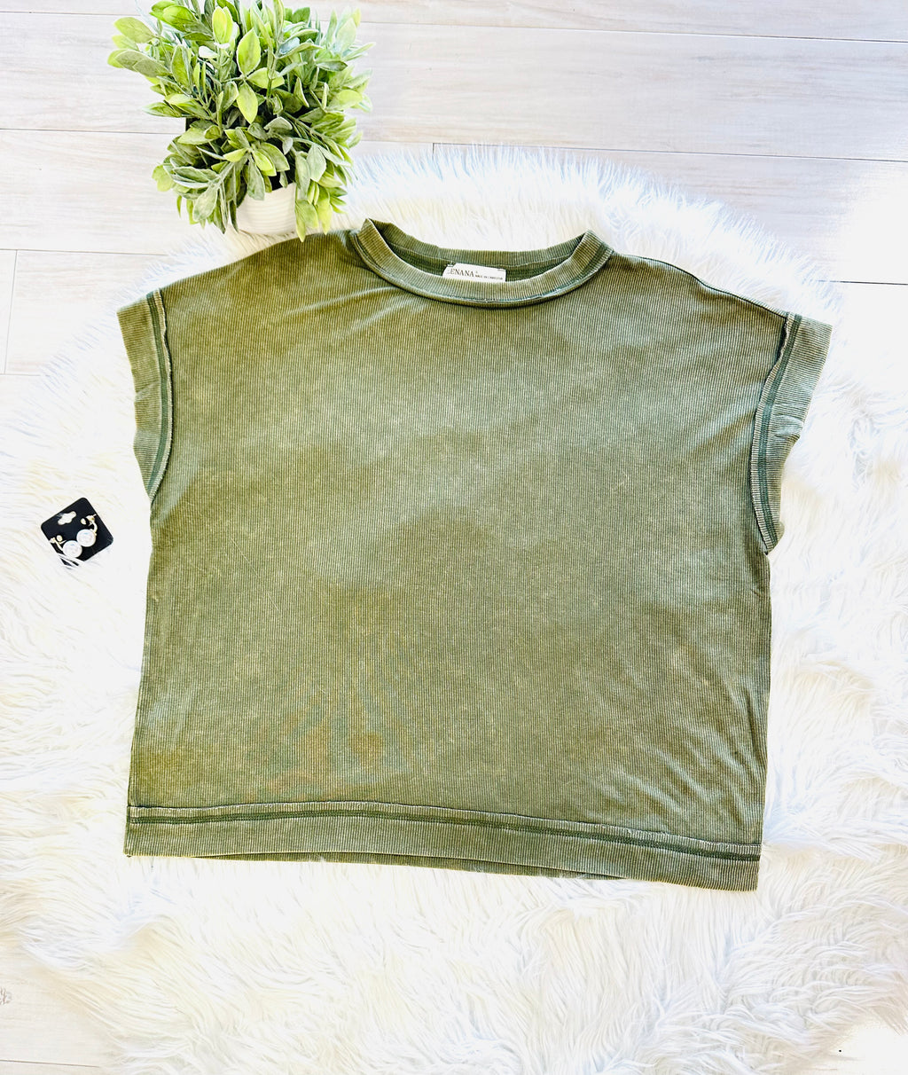 Women’s Zenana Dark Olive Acid Wash Pant Set