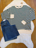 Women’s Zenana Hunter Green Stripe Pullover with side splits