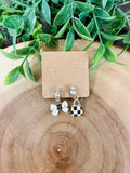 Women’s Bow and Purse Checkered Diamond Clip-On Earrings