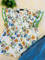 Women’s EverMMee Floral Ruffle Sleeve Button Down Top