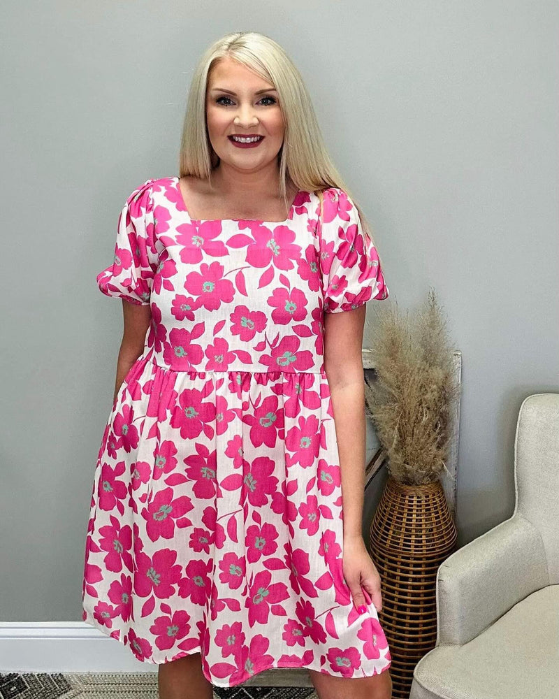 Women’s BiBi Pink Flower Dress - Mini Mee Boutique