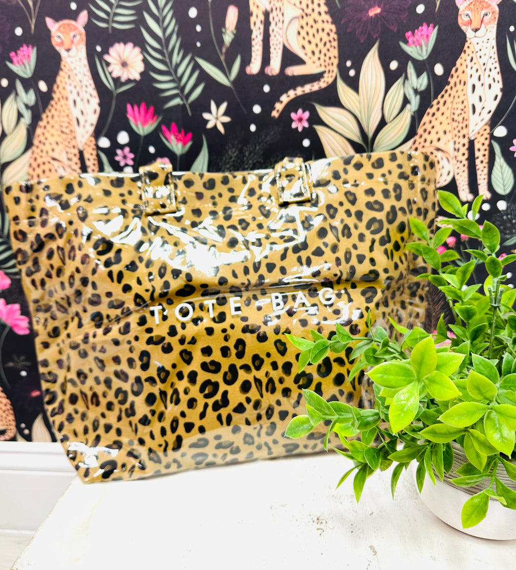 Women’s Leopard Print Vinyl Tote Bag