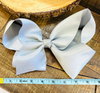 Hair Bow 8” Alligator Clip - Light Grey