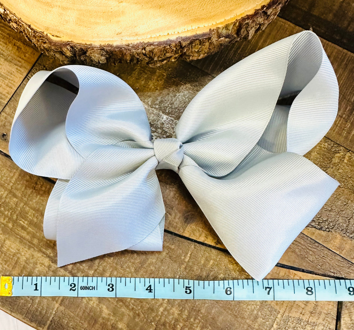Hair Bow 8” Alligator Clip - Light Grey