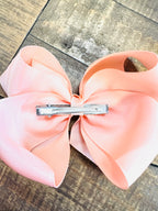 Hair Bow 6” Alligator Clip - Peach