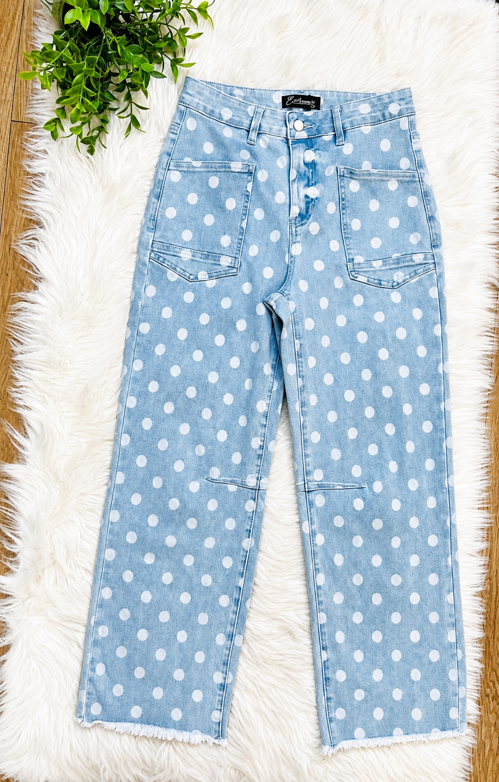 Women’s Evermmee Polka Dot Denim Pants - True To Size