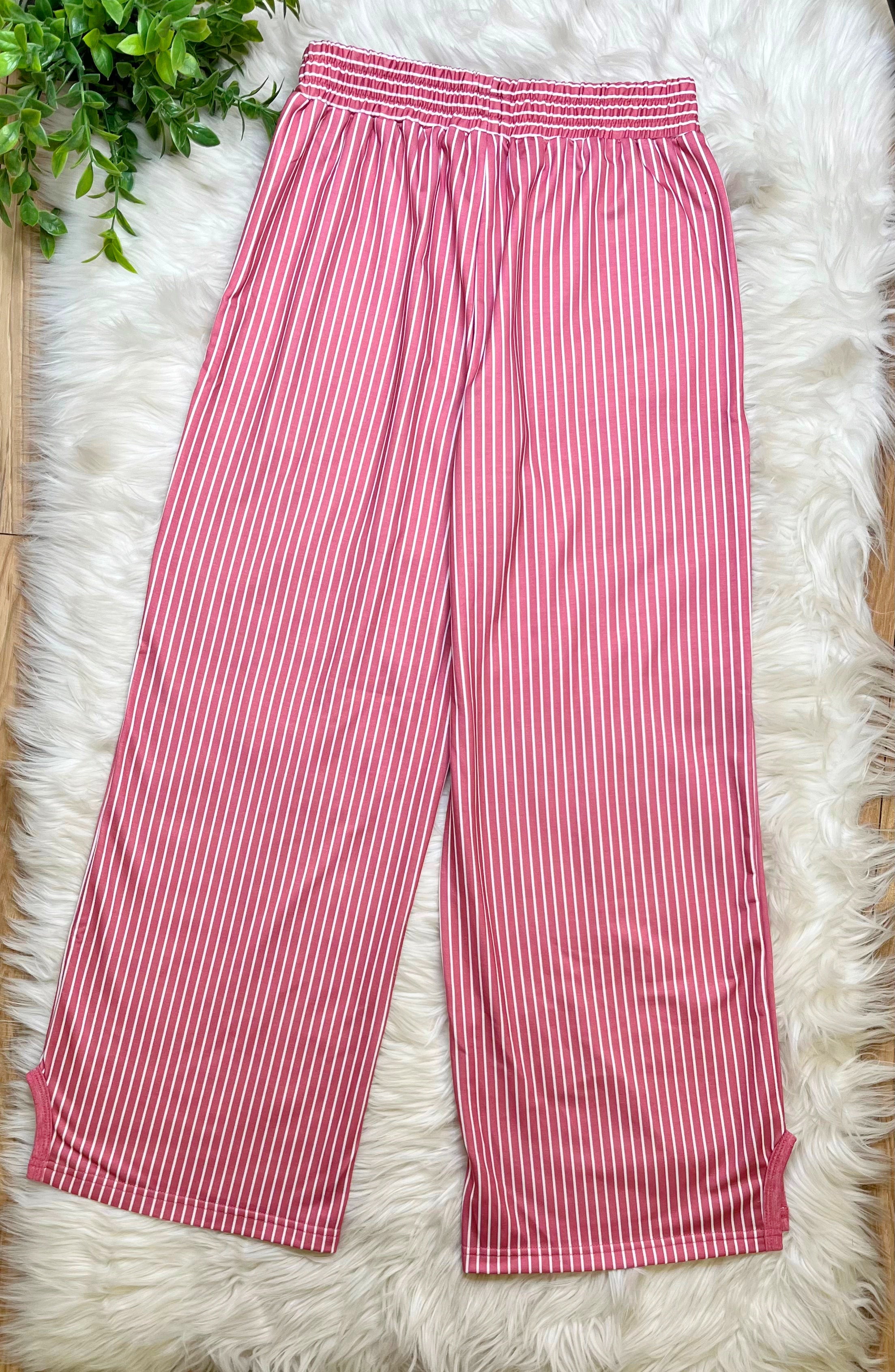 Women’s Evermmee Mauve Stripe Pant Set- True To Size