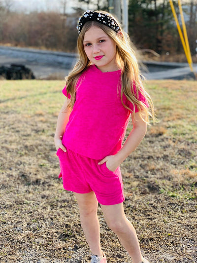 Hayden Girls Dull Pink 2 Piece Short Set - Mini Mee Boutique