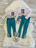 Girl’s Gingham Floral Stripe Patterned Outfit