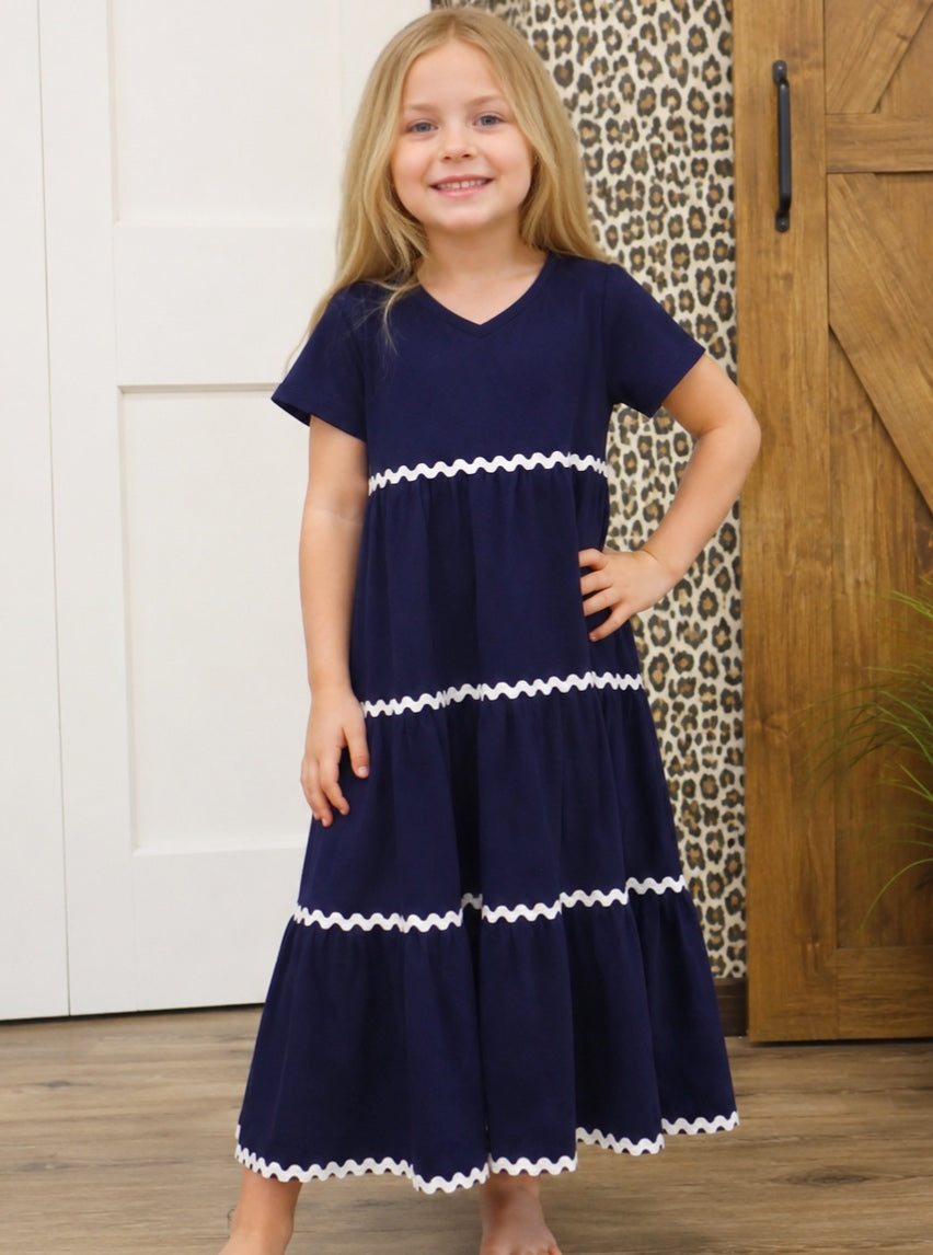 Girls Maxi Dress with Ric Rac Trim Tween by Banana Split!