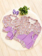 Girl’s Pink and Purple Floral Half Zip Pant Outfit Set