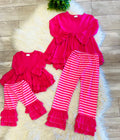 Girl’s Pink Stripe Ruffle Outfit