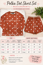 Women’s Evermmee Brown Skort Set with White Polka Dots- Loose Fit