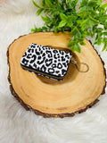 Black and White Leopard Print Credit Card Wallet with Keychain