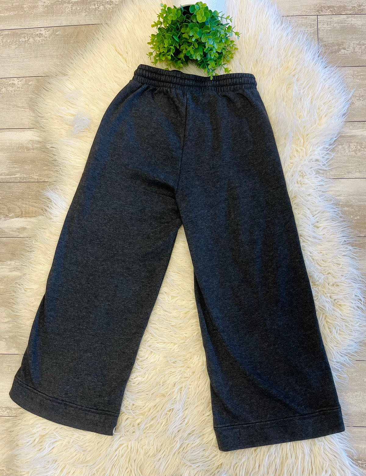 Women’s Zenana Cropped Wide Leg Comfy Black Acid Wash Pants - True to Size
