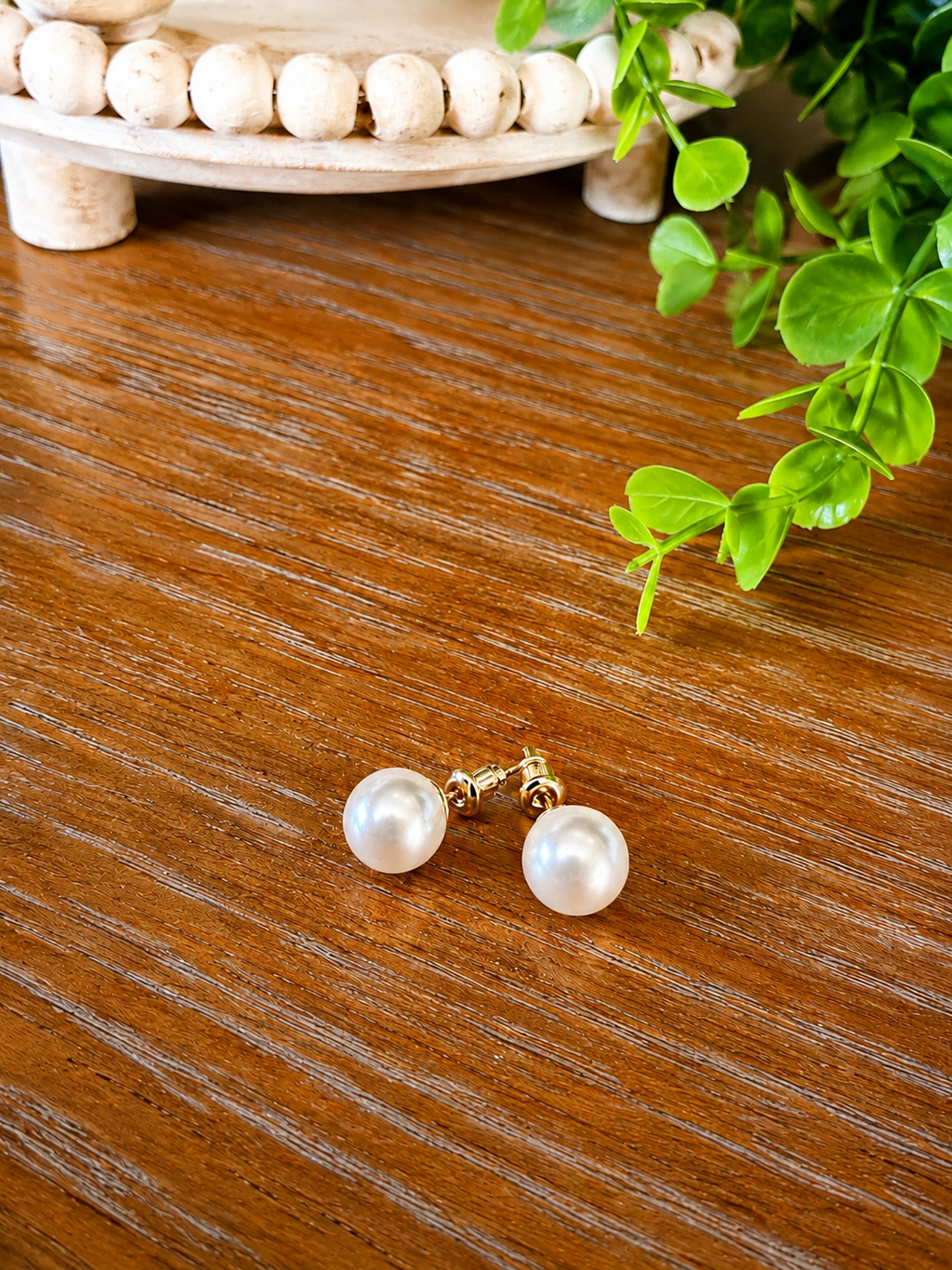 Large Pearl Earrings - Glass Pearls, 14k Gold Dipped